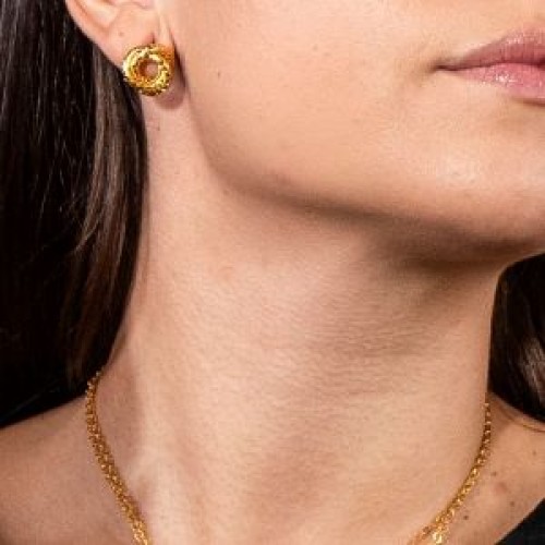 5012F Metalic knot small pin earrings Χρυσό 26.50€