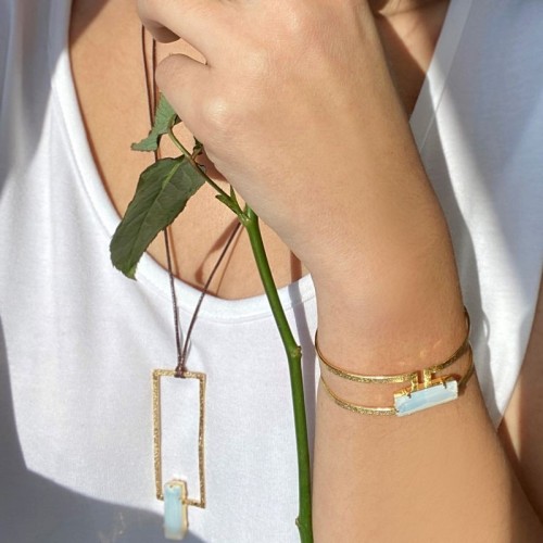 Κολιέ A4707-Άσπρο Summer opal colours pendant