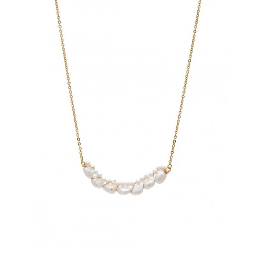 Κολιέ Wire Wrapped Pearl Χρυσό